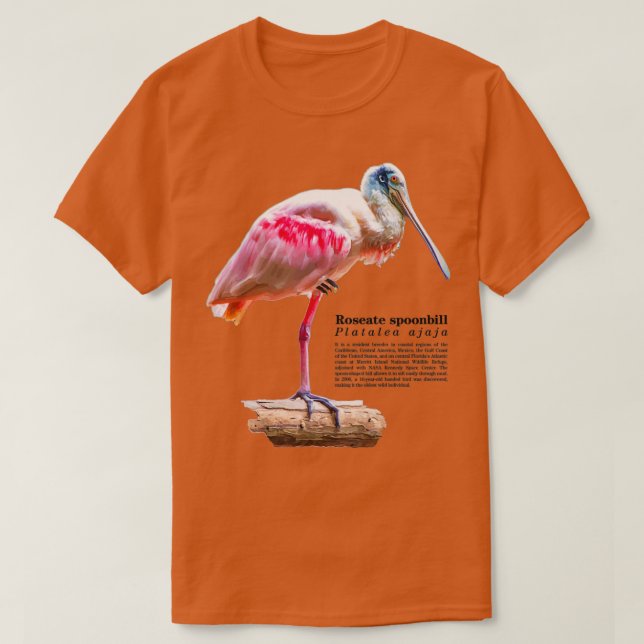Camiseta Ave de cucharada de rosas cerca del mar (Diseño del anverso)