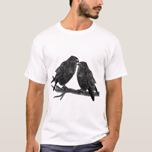 Camiseta Ave de cuervo amoroso de Raven en arte de familia