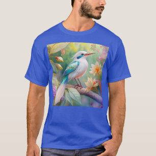 Camiseta Ave de fantasía ala de azul iridiscente crestado b
