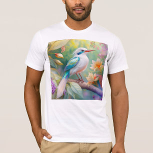 Camiseta Ave de fantasía ala de azul iridiscente crestado b