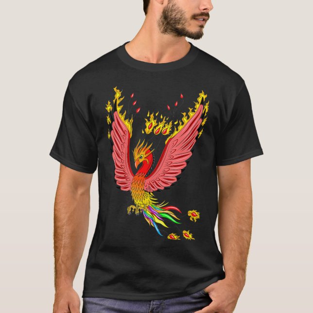 Camiseta Ave de Fuego Fénix del Arcoiris (Anverso)