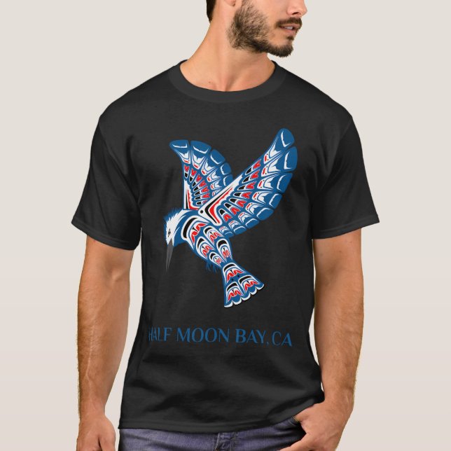 Camiseta Ave de Kingfisher en la bahía de la media luna nat (Anverso)