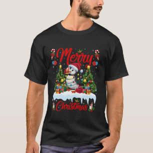 Camiseta Ave de Puffin Árbol de Navidad iluminando Santa Ha
