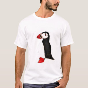 Camiseta Ave de Puffin lindo Divertido acuarela del Atlánti