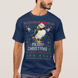 Camiseta Ave de Puffin Santa Hat Animal Árbol de Navidad Lu