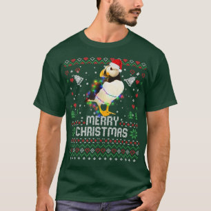 Camiseta Ave de Puffin Santa Hat Animal Árbol de Navidad Lu