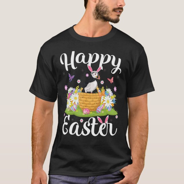 Camiseta Ave de Puffin Semana Santa Huevos Caza Floral Faus (Anverso)