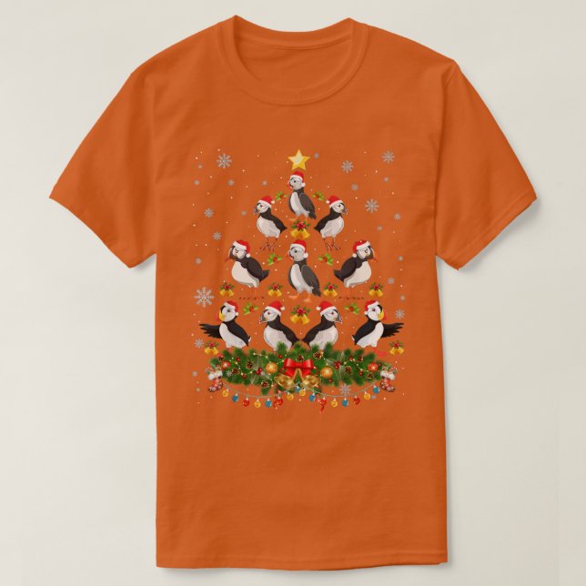Camiseta Ave de Puffin Xmas Árbol Regalo Santa Hat Puffin C (Diseño del anverso)