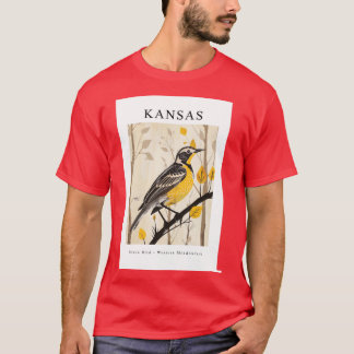 Camiseta Ave del estado de KANSAS Sturnella neglecta