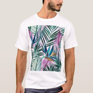 Camiseta Ave del paraíso tropical, patrón acuático