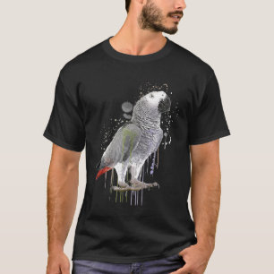 Camiseta Ave divertida acuarela de loro gris africano