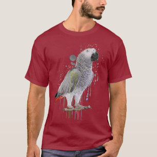 Camiseta Ave divertida acuarela de loro gris africano