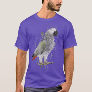 Camiseta Ave divertida acuarela de loro gris africano