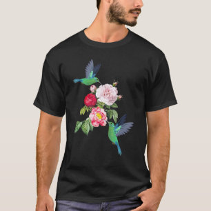 Camiseta Ave divertida gráfico del árbol de flores Hummingb