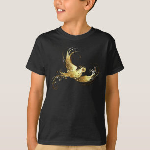 Camiseta Ave dorada sobre fondo negro