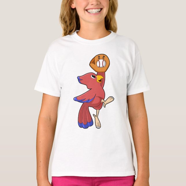 Camiseta Ave en el béisbol con guante de béisbol (Anverso)