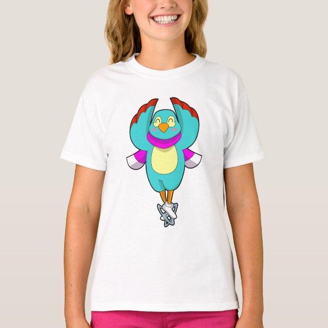 Camiseta Ave en patinaje sobre hielo con patines de hielo.P (Anverso)