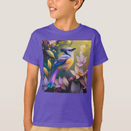 Camiseta Ave Fantasía Amarilla Violeta Tufted