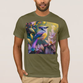 Camiseta Ave Fantasía Amarilla Violeta Tufted