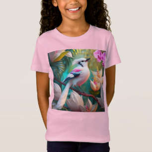 Camiseta Ave Fantasía Pájaro de Rubor con cresta blanca
