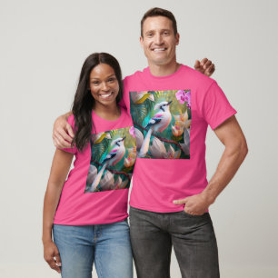 Camiseta Ave Fantasía Pájaro de Rubor con cresta blanca