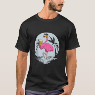 Camiseta Ave Flamingo Rosa Gracioso Con Mug De Cerveza Vera