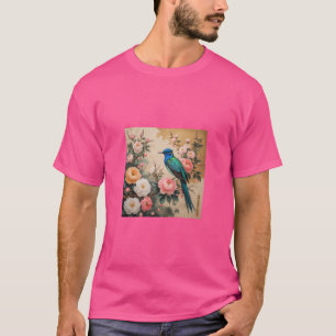Camiseta Ave 🐦 flor 🌹