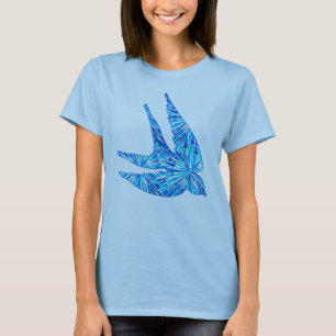 Camiseta Ave geométrica moderna, cobalto y azul cielo