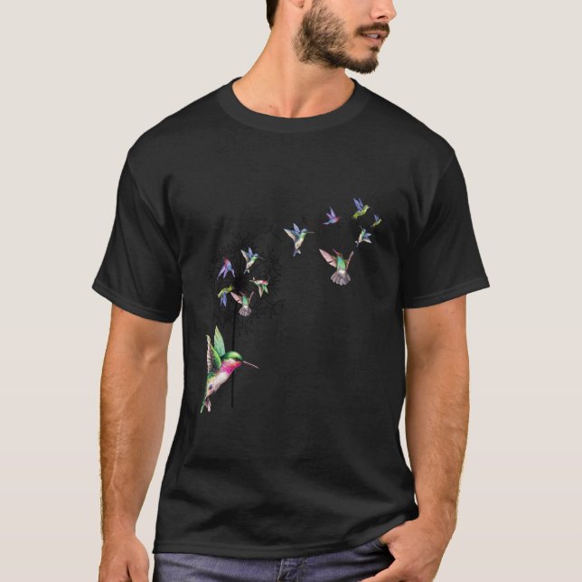 Camiseta Ave Hummingbird Dandelion Flowers For (Anverso)