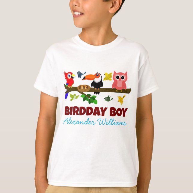 Camiseta Ave Ilustracion de Aves de la Selva Cute Cumpleaño (Anverso)