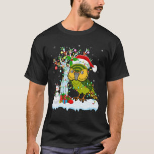 Camiseta Ave Kakapo Árbol de Navidad iluminando Santa Hat K