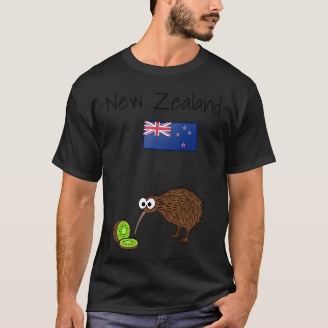 Camiseta Ave Kiwi de Bandera de Nueva Zelanda (Anverso)