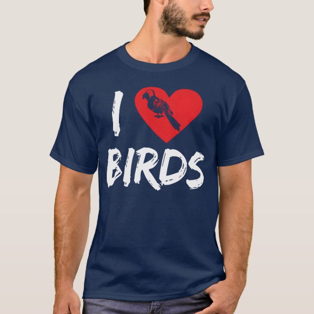 Camiseta Ave Lover Corazón Cute Birdwatcher Parrot Heron (Anverso)