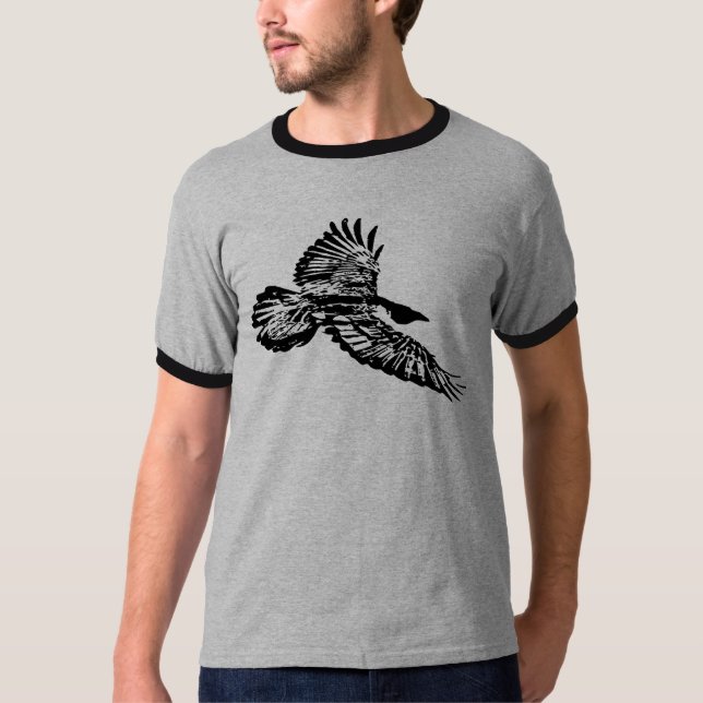 Camiseta Ave negra de la avenida crece en vuelo (Anverso)