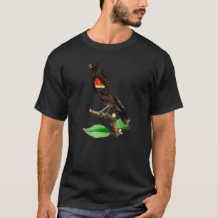 Camiseta Ave Negra Rojo Para Observadores De Pájaros Ala Ro