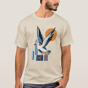 Camiseta Ave oceánica de gaviota geométrica