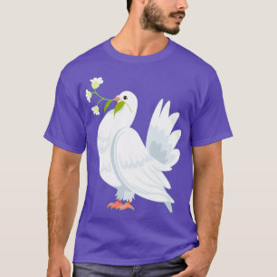 Camiseta ave pichón con flores en el pico 2
