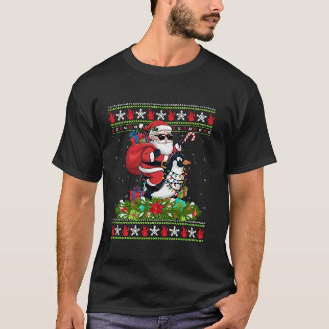 Camiseta Ave pingüino con estilo dulce de navidad feo (Anverso)