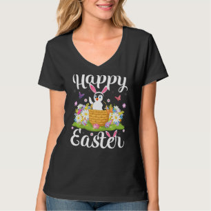 Camiseta Ave Pingüino Pascua Huevos de caza Floral Penguin 