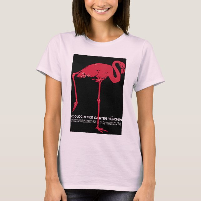 Camiseta Ave rosada de flamenco en el zoológico de Alemania (Anverso)