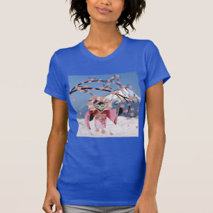 Camiseta Ave Sakura Geisha en flores de cerezo de nieve
