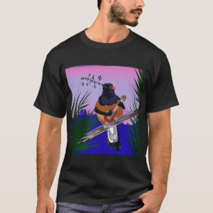 Camiseta Ave Shama de Hawái jugando ukulele
