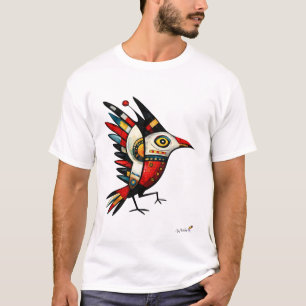 Camiseta Ave Totémica – Símbolo Tribal Abstracto