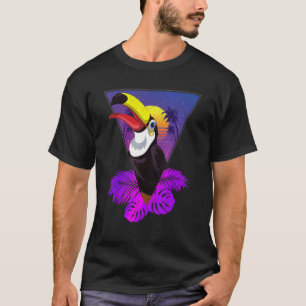 Camiseta Ave tropical de palmeras tropicales de vaporwave d