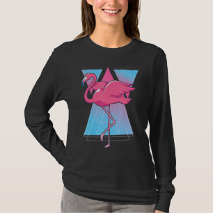 Camiseta Ave tropical de vaporwave 90 Exótica Animal Rosa F