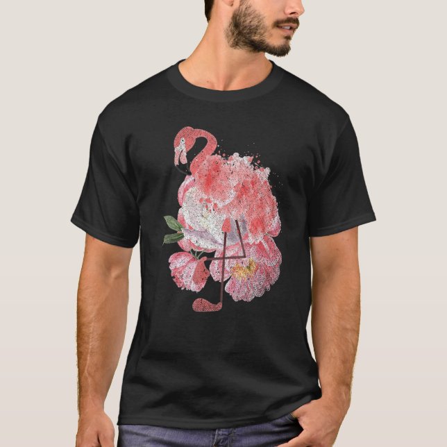 Camiseta Ave Tropical Floral Amante Exótico Flor Rosa Flor (Anverso)