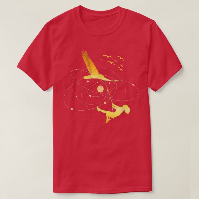 Camiseta Ave volando con Chica en los sueños de la fantasía (Diseño del anverso)