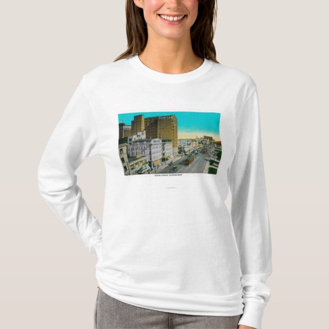 Camiseta Avenida del océano que parece del este, Long Beach (Anverso)