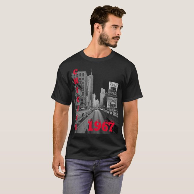Camiseta Avenida Michigan de Chicago 1967 Street Scene (Anverso completo)