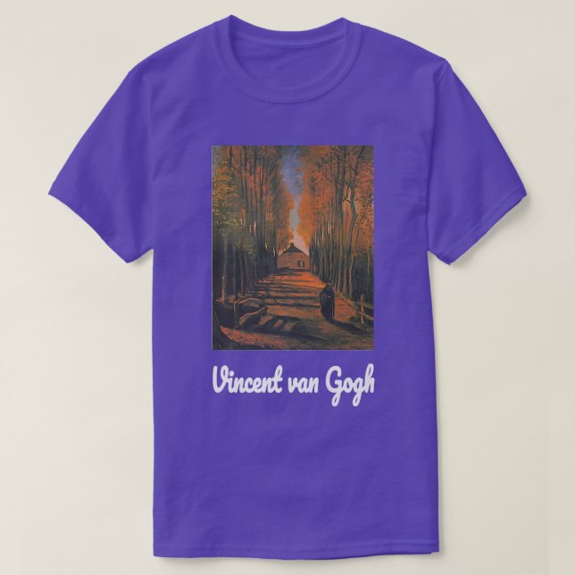 Camiseta Avenida Van Gogh de los Poplars en otoño Retro Vin (Diseño del anverso)